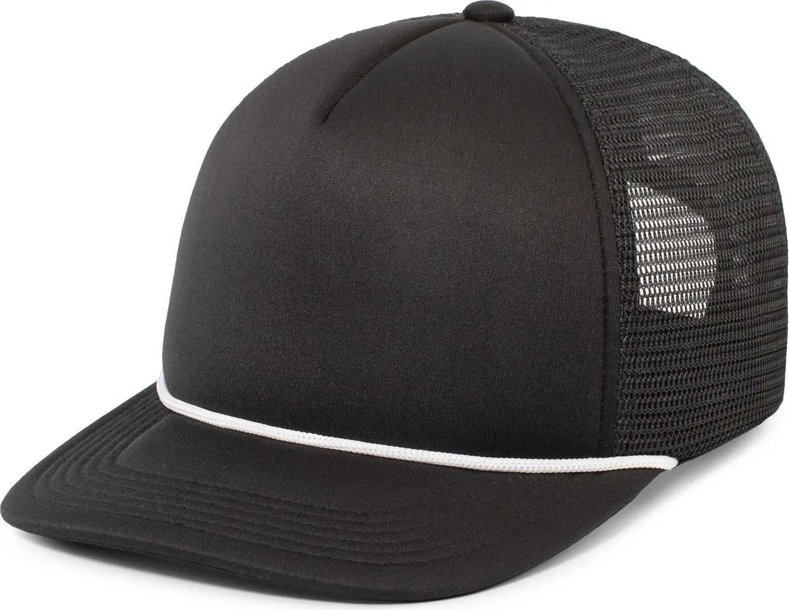 Pacific Headwear P782 Foamie Fresh Trucker Cap - Black White - Black White / 7’’ - 7 7/8’’