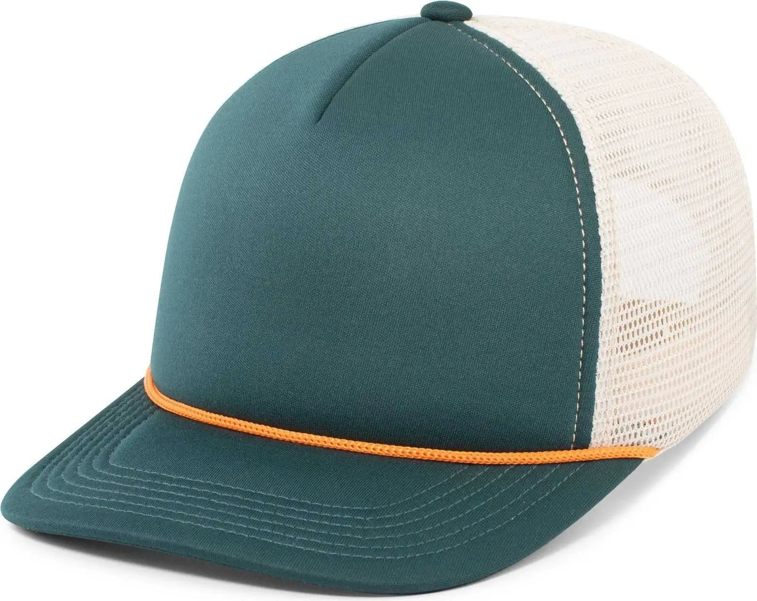 Pacific Headwear P782 Foamie Fresh Trucker Cap - Dark Teal Khaki Dark Teal Orange - Teal Khaki / 7’’ - 7 7/8’’