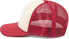Pacific Headwear P782 Foamie Fresh Trucker Cap - Khaki Dark Red Dark Red - Khaki Red / 7’’ - 7 7/8’’