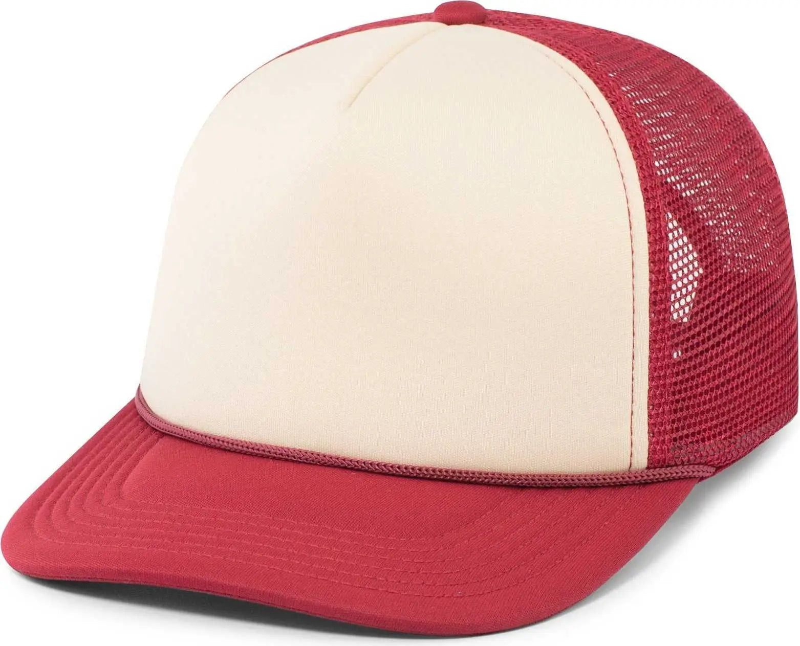 Pacific Headwear P782 Foamie Fresh Trucker Cap - Khaki Dark Red Dark Red - Khaki Red / 7’’ - 7 7/8’’