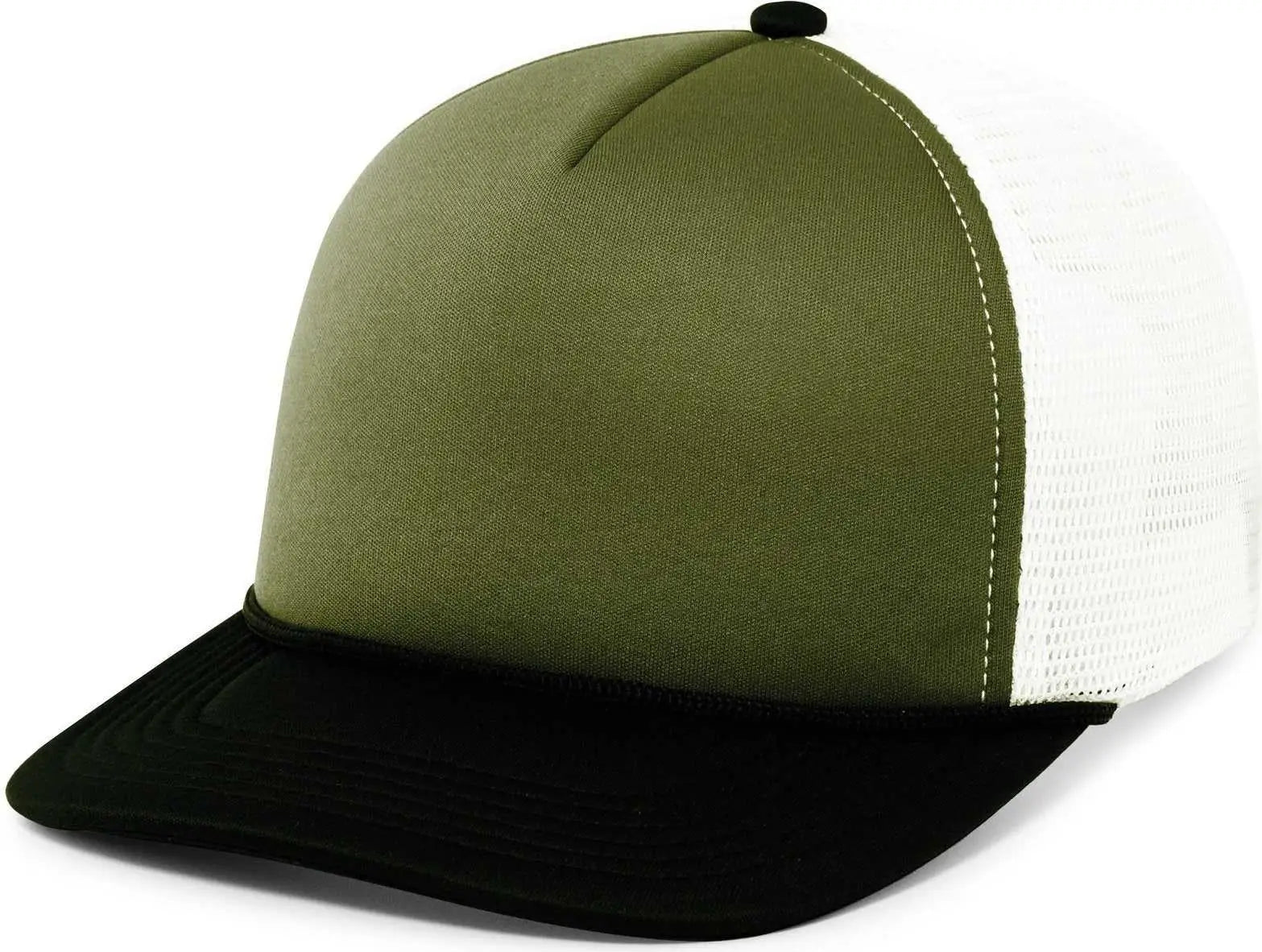 Pacific Headwear P782 Foamie Fresh Trucker Cap - Moss White Black - Olive White / 7’’ - 7 7/8’’