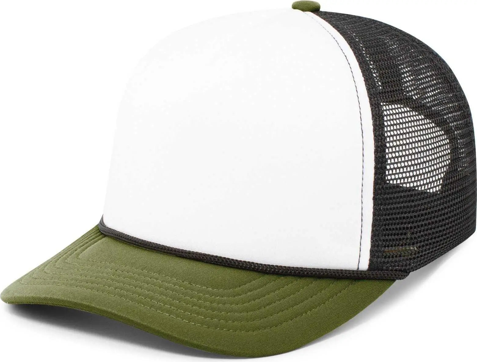 Pacific Headwear P782 Foamie Fresh Trucker Cap - White Black Moss - White Olive / 7’’ - 7 7/8’’