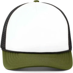 Pacific Headwear P782 Foamie Fresh Trucker Cap - White Black Moss - White Olive / 7’’ - 7 7/8’’