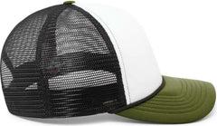 Pacific Headwear P782 Foamie Fresh Trucker Cap - White Black Moss - White Olive / 7’’ - 7 7/8’’