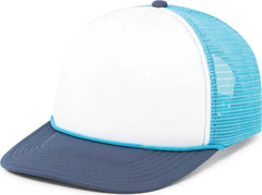 Pacific Headwear P782 Foamie Fresh Trucker Cap - White Bright Blue Navy - White Bright Blue Navy / 7’’ - 7 7/8’’