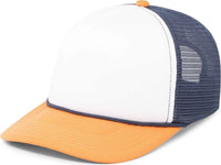 Pacific Headwear P782 Foamie Fresh Trucker Cap - White Navy Orange - White Orange / 7’’ - 7 7/8’’