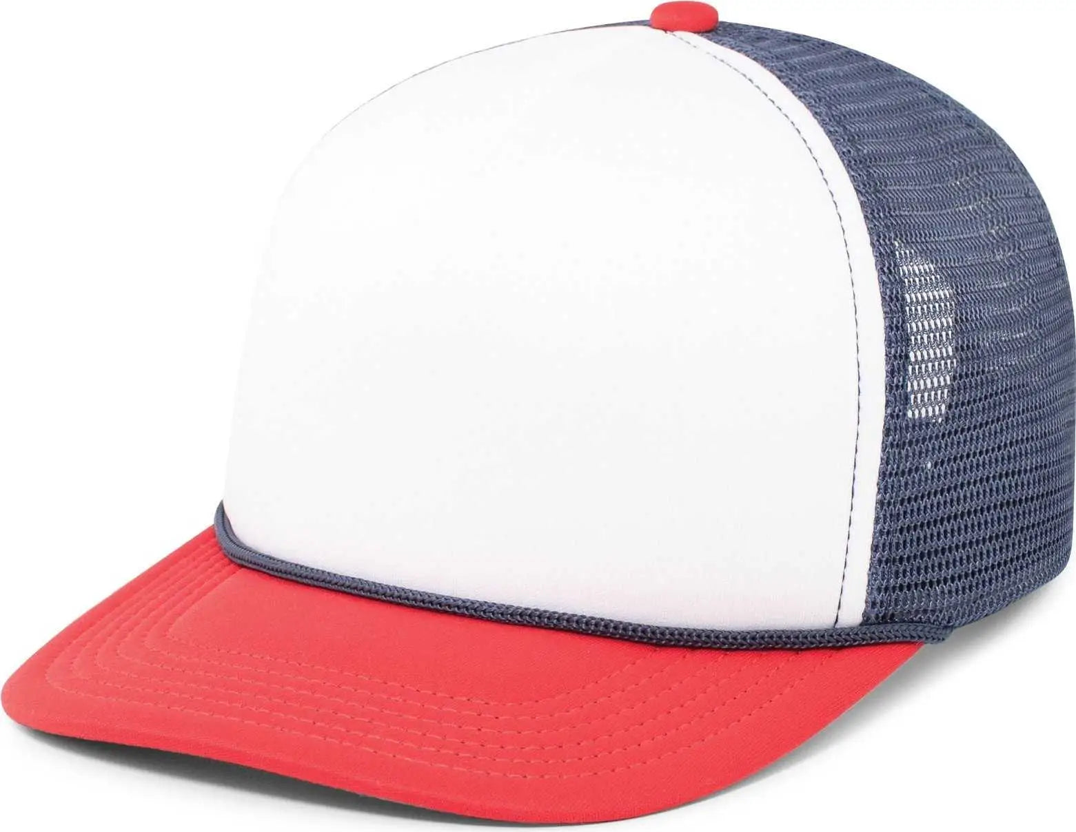 Pacific Headwear P782 Foamie Fresh Trucker Cap - White Navy Red - White Red / 7’’ - 7 7/8’’