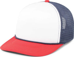 Pacific Headwear P782 Foamie Fresh Trucker Cap - White Navy Red - White Red / 7’’ - 7 7/8’’