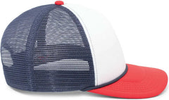 Pacific Headwear P782 Foamie Fresh Trucker Cap - White Navy Red - White Red / 7’’ - 7 7/8’’