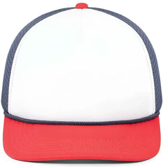 Pacific Headwear P782 Foamie Fresh Trucker Cap - White Navy Red - White Red / 7’’ - 7 7/8’’
