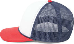 Pacific Headwear P782 Foamie Fresh Trucker Cap - White Navy Red - White Red / 7’’ - 7 7/8’’