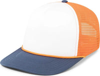 Pacific Headwear P782 Foamie Fresh Trucker Cap - White Orange Navy - White Orange / 7’’ - 7 7/8’’