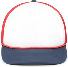 Pacific Headwear P782 Foamie Fresh Trucker Cap - White Red Navy - White Navy / 7’’ - 7 7/8’’