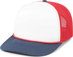 Pacific Headwear P782 Foamie Fresh Trucker Cap - White Red Navy - White Navy / 7’’ - 7 7/8’’
