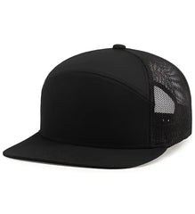 Pacific Headwear P787 6-Panel Arch Trucker Snapback Cap - Black - Black / 7’’ - 7 7/8’’