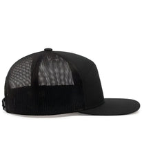 Pacific Headwear P787 6-Panel Arch Trucker Snapback Cap - Black - Black / 7’’ - 7 7/8’’