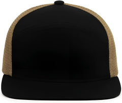 Pacific Headwear P787 6-Panel Arch Trucker Snapback Cap - Black Buck Black - Black Buck Black / 7’’ - 7 7/8’’