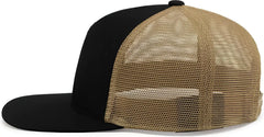Pacific Headwear P787 6-Panel Arch Trucker Snapback Cap - Black Buck Black - Black Buck Black / 7’’ - 7 7/8’’