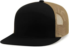 Pacific Headwear P787 6-Panel Arch Trucker Snapback Cap - Black Buck Black - Black Buck Black / 7’’ - 7 7/8’’