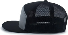 Pacific Headwear P787 6-Panel Arch Trucker Snapback Cap - Black Heather Gray - Black Heather Gray / 7’’ - 7 7/8’’