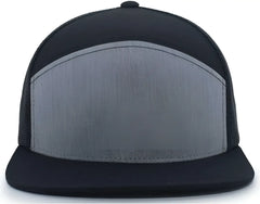 Pacific Headwear P787 6-Panel Arch Trucker Snapback Cap - Black Heather Gray - Black Heather Gray / 7’’ - 7 7/8’’