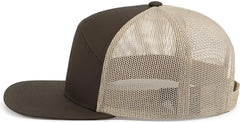 Pacific Headwear P787 6-Panel Arch Trucker Snapback Cap - Brown Khaki Brown - Brown Khaki Brown / 7’’ - 7 7/8’’