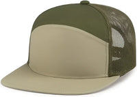 Pacific Headwear P787 6-Panel Arch Trucker Snapback Cap - Khaki Moss Khaki - Khaki Moss Khaki / 7’’ - 7 7/8’’