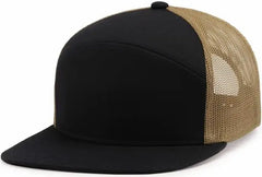 Pacific Headwear P787 6-Panel Arch Trucker Snapback Cap - Navy Buck Navy - Navy Buck Navy / 7’’ - 7 7/8’’