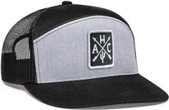 Pacific Headwear P787 6-Panel Arch Trucker Snapback Cap - Navy Buck Navy - Navy Buck Navy / 7’’ - 7 7/8’’