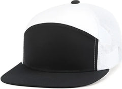 Pacific Headwear P787 6-Panel Arch Trucker Snapback Cap - Navy White Navy - Navy White Navy / 7’’ - 7 7/8’’