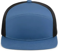 Pacific Headwear P787 6-Panel Arch Trucker Snapback Cap - Ocean Blue Lt Charcoal Ocean Blue - Ocean Blue Lt Charcoal