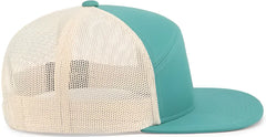 Pacific Headwear P787 6-Panel Arch Trucker Snapback Cap - Teal Beige Teal - Teal Beige Teal / 7’’ - 7 7/8’’
