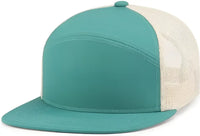Pacific Headwear P787 6-Panel Arch Trucker Snapback Cap - Teal Beige Teal - Teal Beige Teal / 7’’ - 7 7/8’’