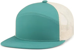 Pacific Headwear P787 6-Panel Arch Trucker Snapback Cap - Teal Beige Teal - Teal Beige Teal / 7’’ - 7 7/8’’