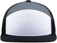 Pacific Headwear P787 6-Panel Arch Trucker Snapback Cap - White Graphite Black - White Graphite Black / 7’’ - 7 7/8’’