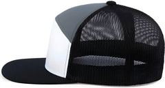 Pacific Headwear P787 6-Panel Arch Trucker Snapback Cap - White Graphite Black - White Graphite Black / 7’’ - 7 7/8’’