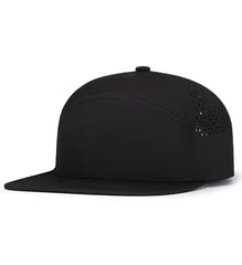 Pacific Headwear P788 Perforated 6-Panel Arch Cap - Black - Black / 7’’ - 7 7/8’’