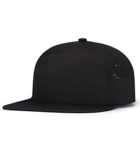 Pacific Headwear P788 Perforated 6-Panel Arch Cap - Black - Black / 7’’ - 7 7/8’’
