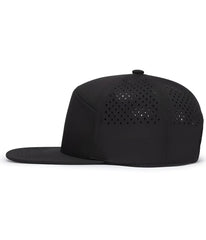 Pacific Headwear P788 Perforated 6-Panel Arch Cap - Black - Black / 7’’ - 7 7/8’’