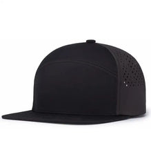 Pacific Headwear P788 Perforated 6-Panel Arch Cap - Black Charcoal Black - Black Charcoal Black / 7’’ - 7 7/8’’