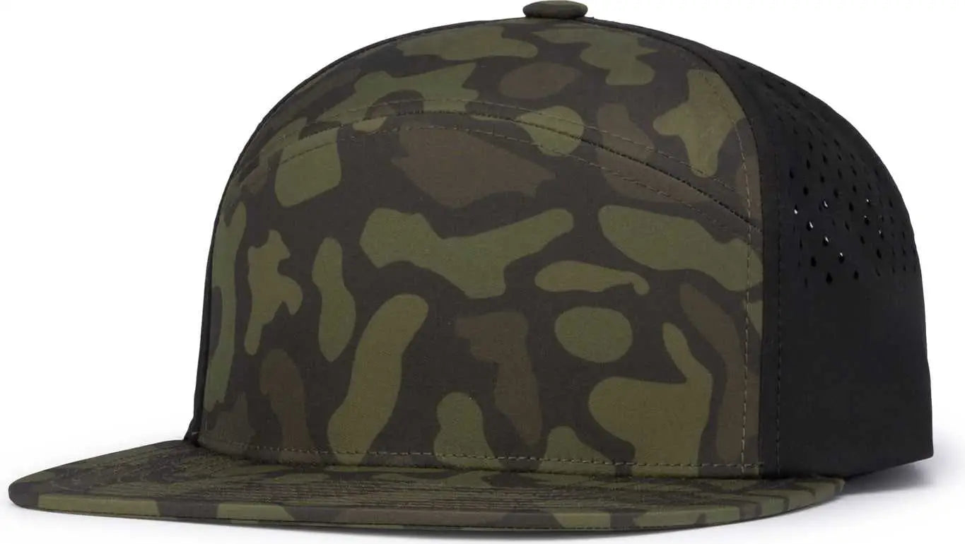 Pacific Headwear P788 Perforated 6-Panel Arch Cap - Charcoal Woodland Black - Charcoal Black / 7’’ - 7 7/8’’
