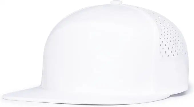 Pacific Headwear P788 Perforated 6-Panel Arch Cap - White - White / 7’’ - 7 7/8’’