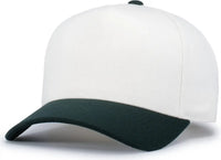 Pacific Headwear P814 Heritage 5-Panel Snapback Cap - Vintage White Dark Green - Vintage White Dark Green / One Size