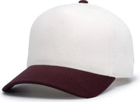 Pacific Headwear P814 Heritage 5-Panel Snapback Cap - Vintage White Cardinal - Vintage White Cardinal / One Size Fits