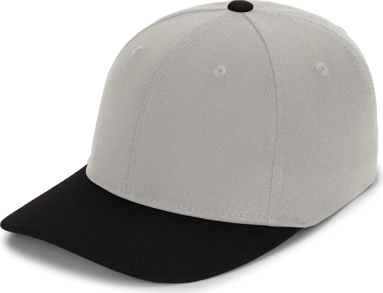 Pacific Headwear P821 Pro Wool Pacflex Cap - Silver Black - Light Gray Black / 6 1/2’’ 7’’