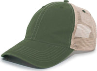 Pacific Headwear V37 Broken-In Trucker Mesh Snapback Cap - Dark Green Tan - Forest Tan / 7’’ - 7 7/8’’