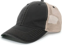 Pacific Headwear V37 Vintage Dirty Trucker Snapback Cap - Black Tan Black - Black Tan Black / 7’’ - 7 7/8’’