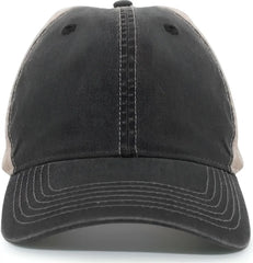 Pacific Headwear V37 Vintage Dirty Trucker Snapback Cap - Black Tan Black - Black Tan Black / 7’’ - 7 7/8’’