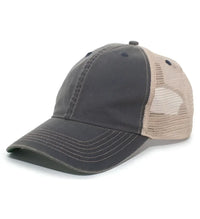 Pacific Headwear V37 Vintage Dirty Trucker Snapback Cap - Navy Tan Navy - Navy Tan Navy / 7’’ - 7 7/8’’