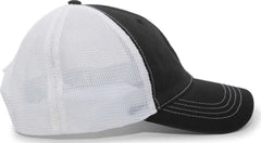 Pacific Headwear V67 Vintage Trucker Mesh Snapback Cap - Black White - Black White / 7’’ - 7 7/8’’